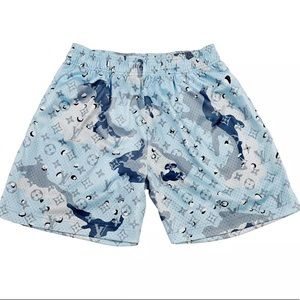 2020 S/S LV CAMO SHORTS BLUE SIZE SMALL